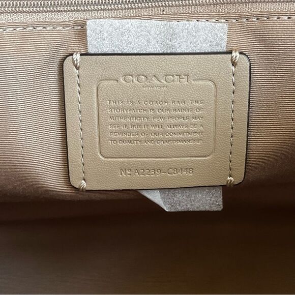 NWT | COACH Signature Khaki Dreamer Dempsey Stripe Tote Satchel Handbag 8448 - Picture 8 of 10